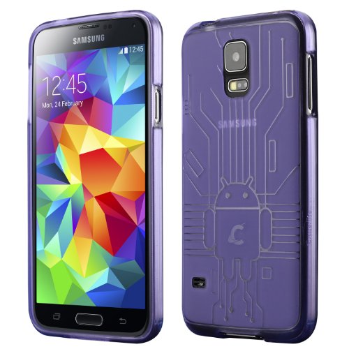 Galaxy S5 Case, Cruzerlite Bugdroid Circuit TPU Case Compatible with Samsung Galaxy S5 - Purple