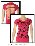 Folter Womens/Juniors ALL OVER SKULL Cut Up Back Tee