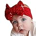 Voberry Baby Girls Photo Props Turban Cotton Sequins Bow Headband Soft Head Wrap (A)