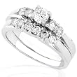 3/4ctw Round Diamond Wedding Ring Set in 14kt White Gold (HI/I1-I2)