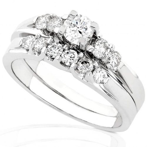 3/4ctw Round Diamond Wedding Ring Set in 14kt White Gold (HI/SI2-I1)