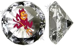 Asu Sun Devil Mascot On A 4" Glass Diamond. Jewelry Box Included