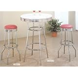 3PC Retro Nostalgic Soda Fountain Style Bar Table and 2 Rose Seat Stools by AtHomeMart