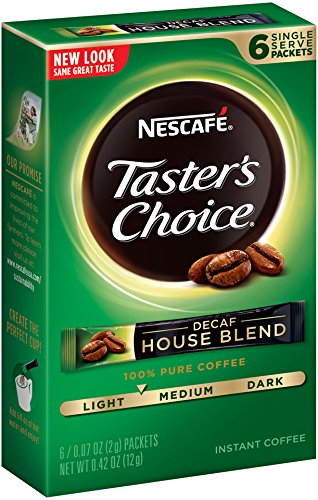Nescafe Taster's Choice Decaf House Blend Instant Coffee, 6 Count Single Serve Sticks (Pack of 12)