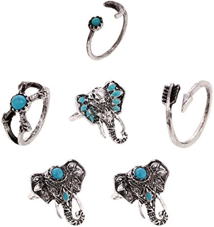 Bohemian Vintage Ring Set 6pcs/Set Hippie Tribal Ethnic Turquoise Ring