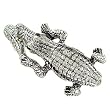 Glitzy Rhinestone Crystal Covered Alligator Antique Silvertone Hinged Bangle Bracelet