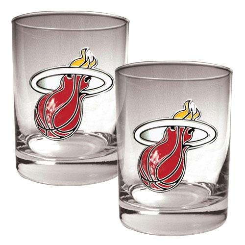 NBA Miami Heat Two Piece Rocks Glass Set - Primary Logo
