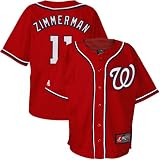 MLB Boys' Washington Nationals Ryan Zimmerman Button Down Jersey with Name & Number (Red, 5/6)