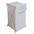Wood Frame Folding Hamper - Blue Gingham
