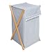 Wood Frame Folding Hamper - Blue Gingham