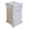 Wood Frame Folding Hamper - Blue Gingham