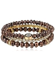 Nine West "Wristful Thinking" Gold-Tone Evil Eye Motif Stackable Stretch Bracelet, 2.6"