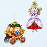 One Hundred 80 Degrees Hand Blown Glass Girl and Coach Ornaments set/2