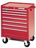 Waterloo TR71807 26-Inch Wide by 17-/34-Inch Deep by 19-3/4-Inch High Red Professional Use 7 Drawer Roller Cabinet with Full Extension Ball Bearing Drawer Slides