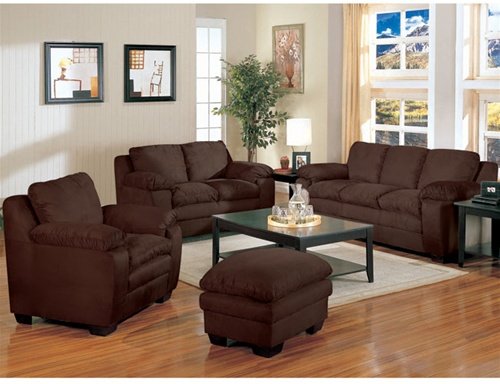 Coaster Company Ellis Chocolate Brown Microfiber Sofa Set