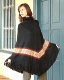 Handmade Alpaca Wool Poncho, 'Casual Black'