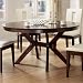 Round Dining Table Contemporary Style Distress Walnut Finish