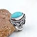 Yazilind Vintage Antique Oval Cut Blue Turquoise Retro Silver Plated Embossed 6.5 8 9 Ring Women