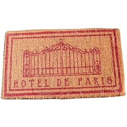Hotel de Paris Natural Elegant Gates in Red French Heavy Coir Doormat, 28 by 17 Inches