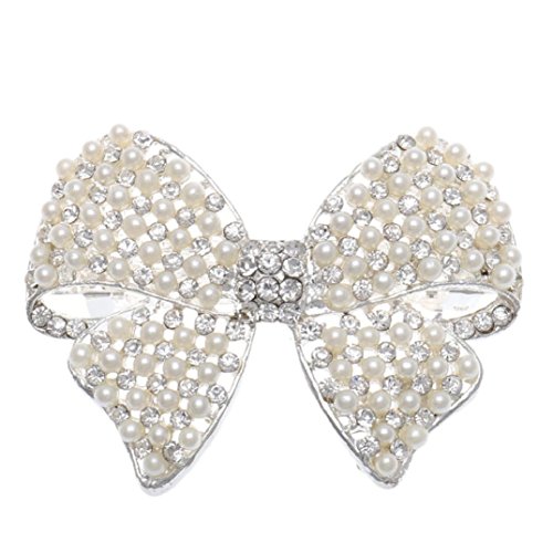 Binmer(TM)Women Shine Rhinestone Girls Hairpin Bowknot Pearl Hair Clip Summer Joker Barrettes Headwear Accessories (Silver)