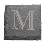 JK Adams Set of Four 4-Inch Square Monogrammed Slate Coasters, M