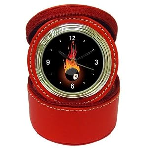 Jewelry Case Clock Red of Flaming 8 Ball (Billiards, Pool Table Balls, Magic 8 Ball, Snooker, 9...
