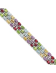 Sterling Silver 7inch Rainbow Semi-Precious Bracelet