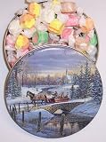 Gourmet Food : Scott's Cakes Assorted Nougat Salt Water Taffy in a Mini Sleigh Ride Tin