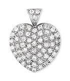 Pave-Set C.Z. Diamonds Platinum Plated Heart Pendant