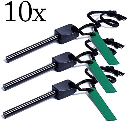 Fire Starter, iBlood Survival Kit [Flint Bar] With Metal Knife Rod Emergency Camping Tool (10, Black)