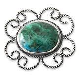 Chrysocolla brooch pendant, 'Serenity'