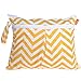 Damero 2Pack Waterproof Wet Bag, Reusable Wet Dry Bag Organizer for Travel, Beach, Diapers, Breast Pump Parts and Wet Swimsuits, Yellow Chevron+Blue Chevron