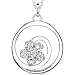Dazzling Nature: Sterling Silver Swirl Circle Flower Motif Pendant Necklace with CZ Diamonds
