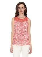 Cortefiel Blusa Top Enrejado En Pecho (Rojo)
