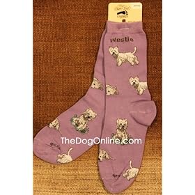 Buy For Bare Feet Large Print Westie Purple Sock Medium by For Bare Feet