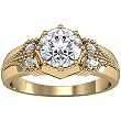 14K Yellow Gold Diamond Engagement Ring Semimount - CENTER STONE NOT INCLUDED - 0.08 Ct.
