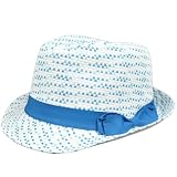 Large XLarge FD-180 Blue Ribbon Pattern Fedora Stetson Women Ladies Gangster Hat
