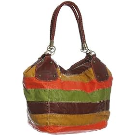 ''Kacie'' Tote Handbags - Blackened Bronze, Turquoise & Orange, Multi-Color, Burgundy or Oranze & Bronze