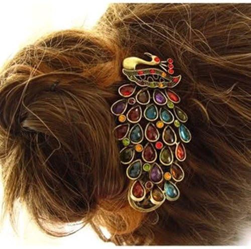Beautiful Elegance Women Girl Mix Color Peacock Style Hair Clip Hairstyle New