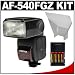 Pentax AF-540FGZ Flash + Bounce Reflector + 4 Batteries & Charger for Pentax K10D, K20D, K100D, K110D, K200D & K2000 Digital SLR Cameras