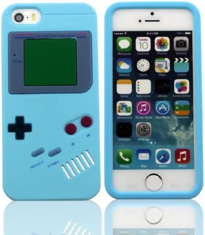 LETOiNG-5GJ#03 Silicone Gameboy Design Case / Skin / Cover for iPhone 5/5S-Light Blue