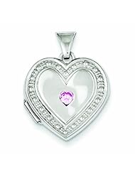 Genuine .925 Sterling Silver Pink Cz 18mm Heart Locket 1.6 Grams. 100% Satisfaction Guaranteed.