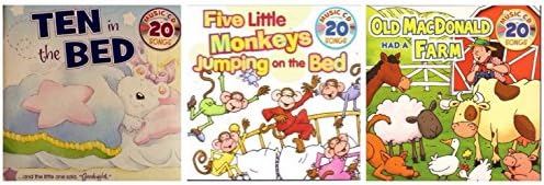 Classic Children's Songbooks with CD's featuring Old MacDonald Had a Farm, Ten in a Bed and Five Little Monkeys Jumping on the Bed, 60 Songs, 3-book Set