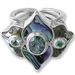 Sterling Silver Cassiopeia Topaz, Apatite and Paua Shell Ring by Sajen