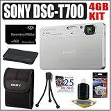 Sony Cybershot DSC-T700 10MP Digital Camera Silver Plus 4GB Bundle