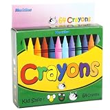 Kid Safe Crayon, Certified Non-Toxic, With Built-in Sharpener on Box, 64 Count