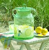 Tag Summer Cottage Vintage Glass Jar Drink Dispenser, Green, 10.25-Inches Tall x 7-Inches Diameter