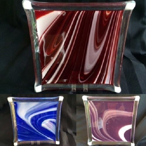 Swirl Square Fused Art Glass Serving Dish