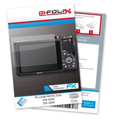 atFoliX FX-Clear Displayschutzfolie für Sony DSC-HX9V / DSCHX9V HX-9V - Displayschutz kristallklar! Höchste Qualität - Made in Germany!