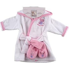 Luvable Friends Bath Robe with Slippers - Woven Terry